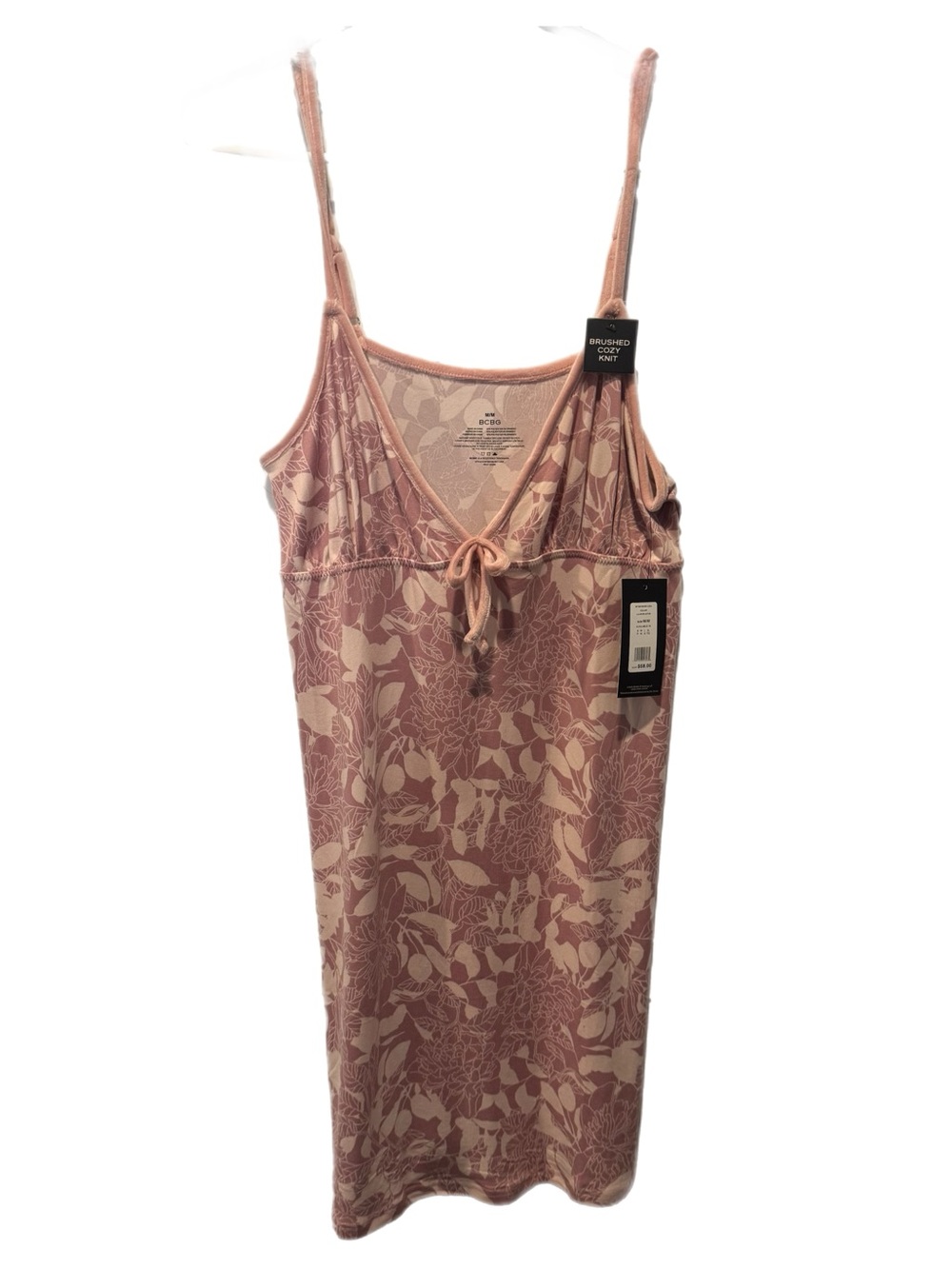 BCBG Floral Tie-Front Chemise in Rose and Cream - Medium